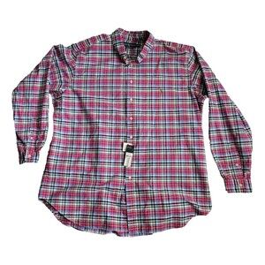 Ralph Lauren Shirt Mens  2XL Tall Red Plaid Classic Flesh Pony Quiet Luxury